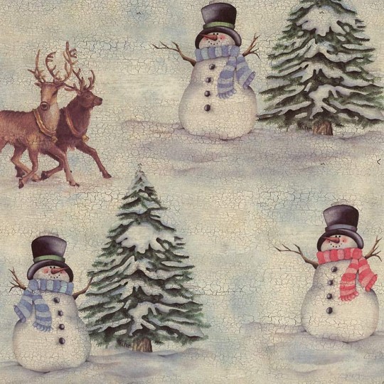 Snowmen and Reindeer Print Christmas Paper ~ Tassotti Italy